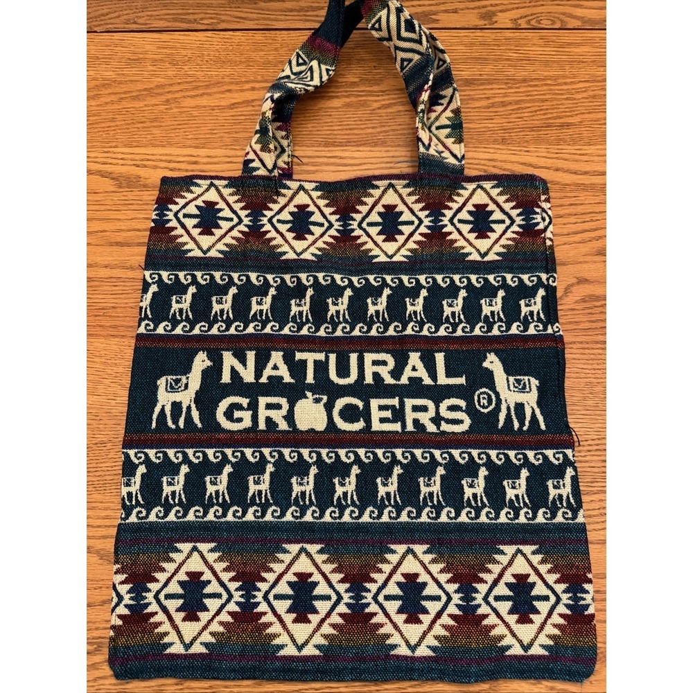 Natural Grocers Shopping Bag Tote Cloth Re-useable Grocery Llamas Boho  Aztec